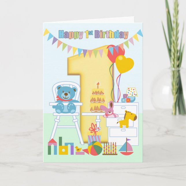 1. Geburtstagskarte, Glücklicher erster Geburtstag Karte (Vorderseite)