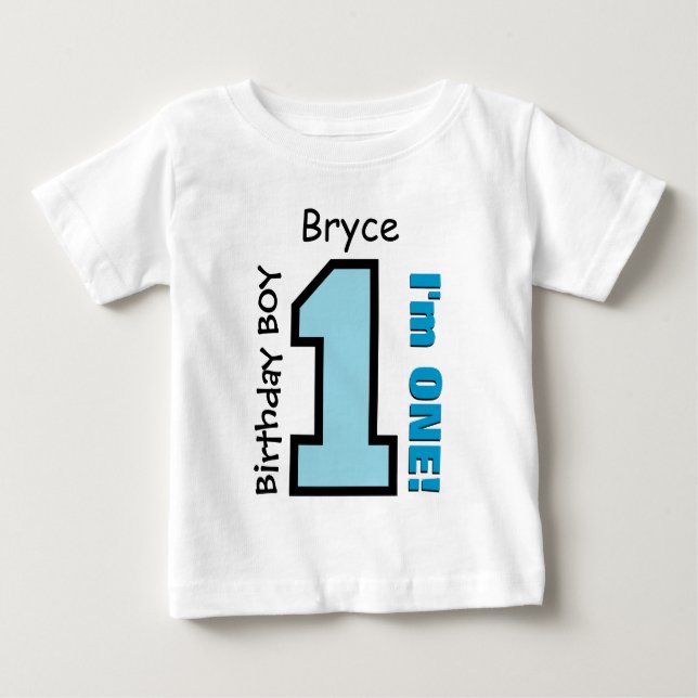 1. Geburtstagskind BLAUE Einjähriger Individuelle  Baby T-shirt (Vorderseite)