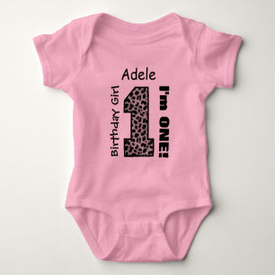 1. Geburtstagsmädchen LEOPARD 1 Jahr Individuelle  Baby Strampler