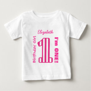 1. Geburtstagsmädchen STRIPED 1 Jahr Custom V03F Baby T-shirt