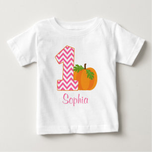 1. Geburtstagsmädchen Zickzack Pumpkin Personalisi Baby T-shirt