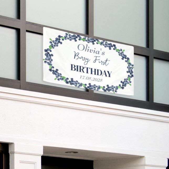 1. Geburtstagsparty Blueberry Baby Girl Banner (Äußeres Gebäude)