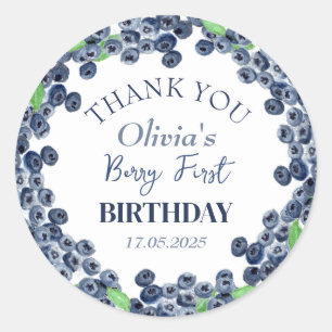 1. Geburtstagsparty Blueberry Baby Girl Runder Aufkleber