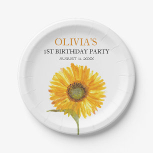 1. Geburtstagsparty Sonnenblume Baby Girl Pappteller