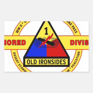 1. GEPANZERTE ABTEILUNG "ALTE IRONSIDES " RECHTECKIGER AUFKLEBER