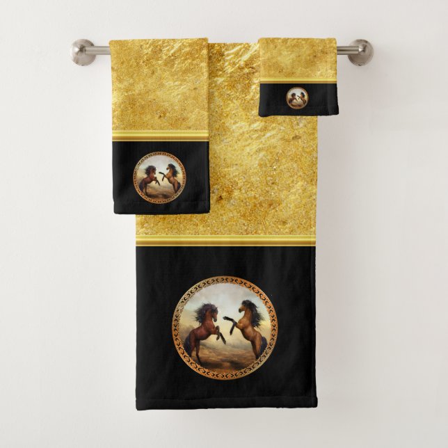 1 Goldrahpferde Badhandtuch Set (Insitu)