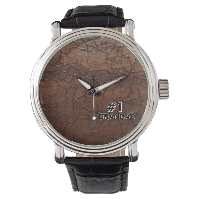 #1 Grandad Leather-look Armbanduhr (Vorderseite)