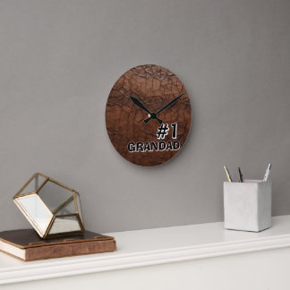 #1 Grandad Leather-look Runde Wanduhr