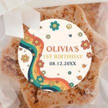 1. Groovy Babe Retro Rainbow 1. Geburtstag