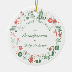 1. Großeltern Weihnachtsbaum Gloves Muster Keramik Ornament