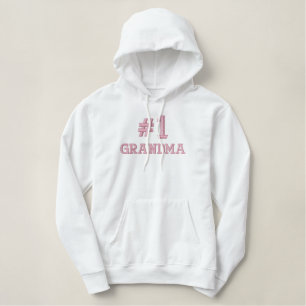 #1 Großmutter-Stickerei der Zahl-eins Bestickter Hoodie
