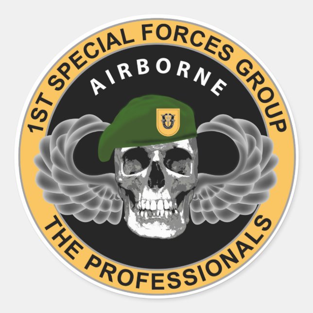 1. Gruppe der Spezialkräfte - Schädel Runder Aufkleber (Vorderseite)