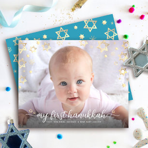 1. Hanukkah Foto Gold Star der David Card
