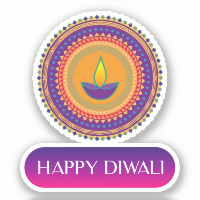 #1.Happy Diwali das Lichteffekt von Indien L Aufkleber (Vorderseite)