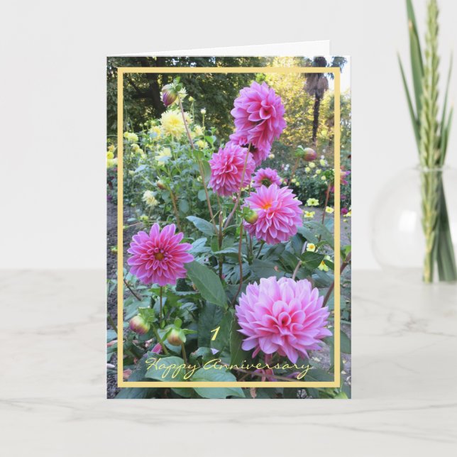 1. Hochzeit Jahrestag wünscht Chrysanthemen Karte (Vorderseite)