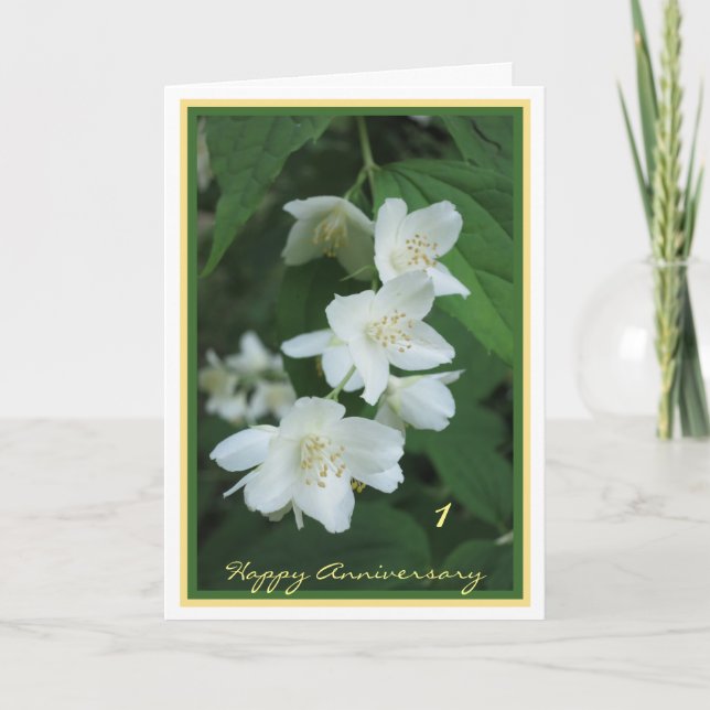 1. Hochzeit Jasmine Elegant zum Jubiläum Karte (Vorderseite)
