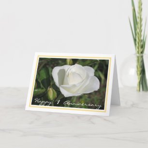 1. Hochzeit Jubiläum wünscht White Rose Elegant Karte