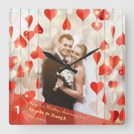 1. Hochzeitsfeiertag - Hörvorhang-Uhr Quadratische Wanduhr