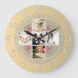 1. Hochzeitstag5/Fotos RoseGold Col Große Wanduhr