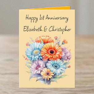 1. Hochzeitstag Gerbera-Blumen Orange Karte