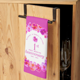 1. Hochzeitstag Party Rosa Pusse Blume Geschirrtuch