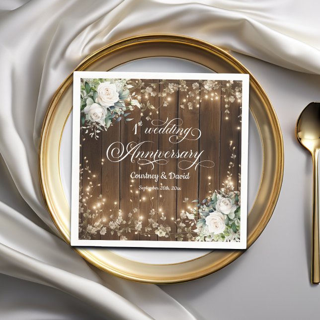 1. Hochzeitstag Rustikale Saitenlichter Serviette (Von Creator hochgeladen)