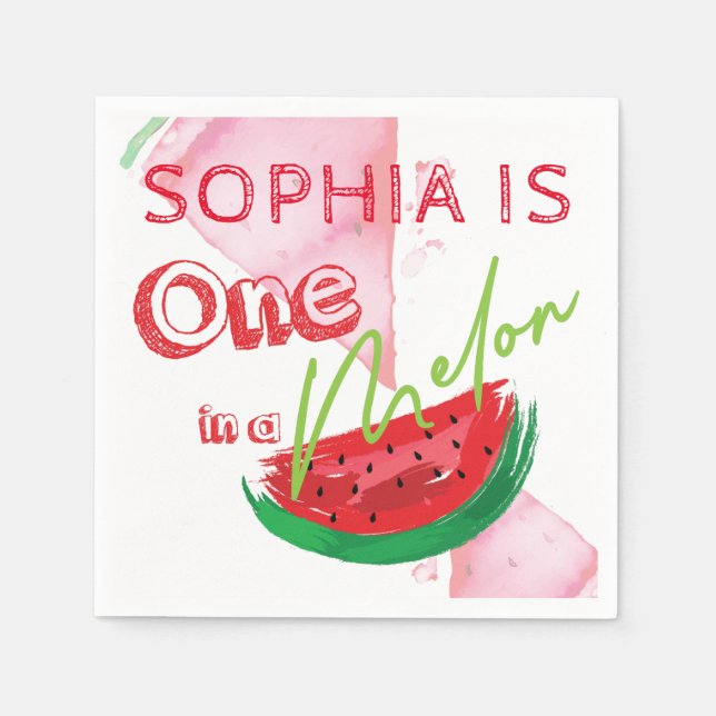1 in einem Melon 1. Geburtstag Serviette (Vorderseite)