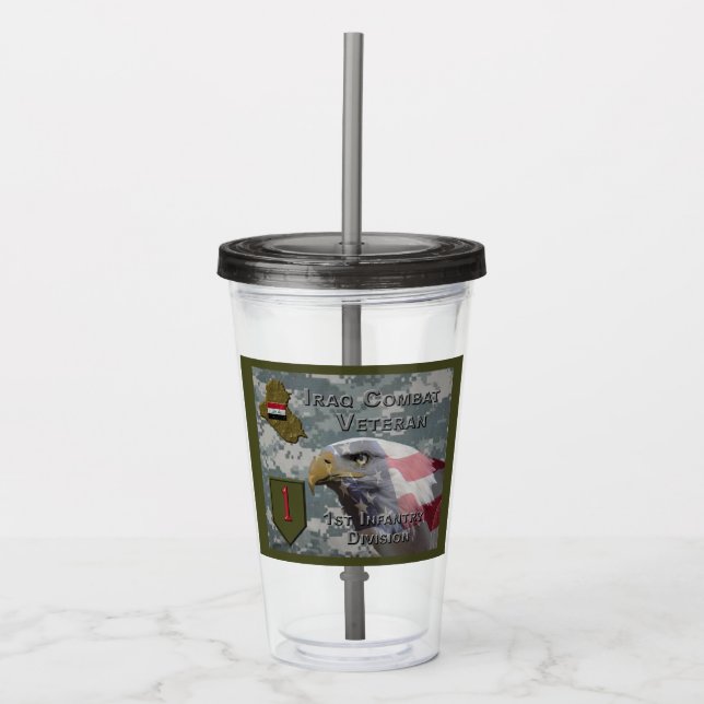 : 1. Infanterie Div Irak Combat Veteran Acryltrinkbecher (Vorderseite)