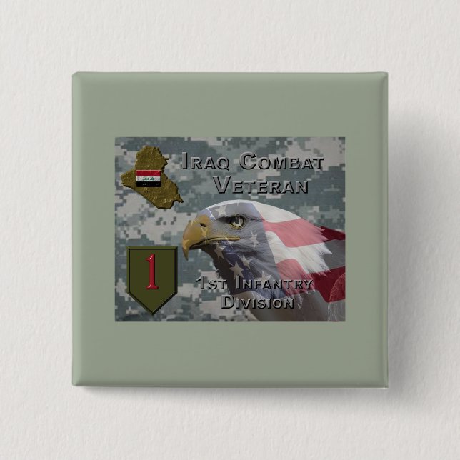 1. Infanterie Div Irak Combat Veteran Button (Vorderseite)