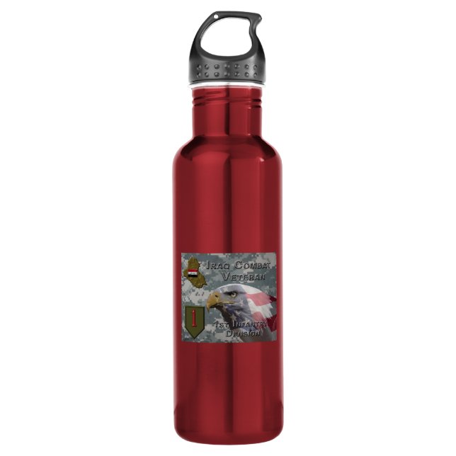 1. Infanterie Div Irak Combat Veteran Edelstahlflasche (Vorderseite)