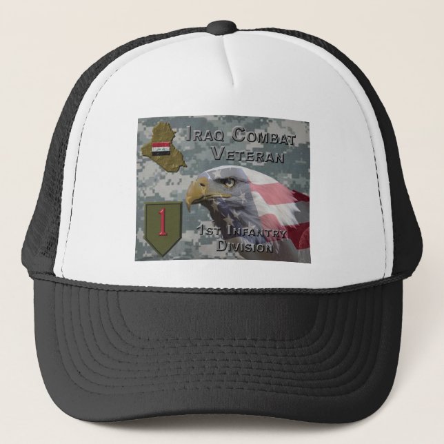 1. Infanterie Div Irak Combat Veteran Truckerkappe (Vorderseite)