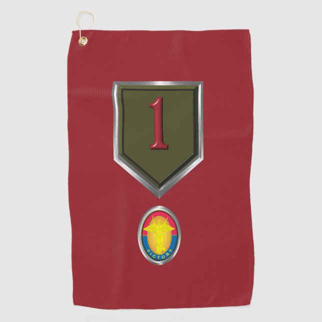 1. Infanteriedivision "Big Red One" Custom Patch Golfhandtuch (Vorderseite)