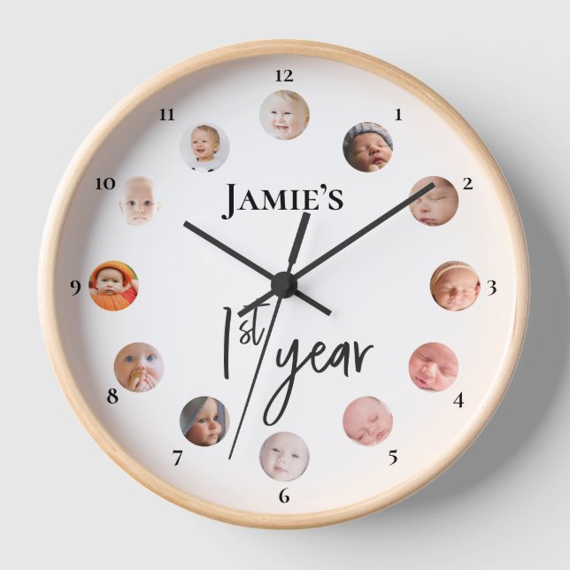 1. Jahr 12-monatige Fotos für Kleinkinder Uhr (Vorderseite)