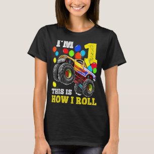 1 Jahr Alter 1. Geburtstag Junge Monster Lkw Auto T-Shirt