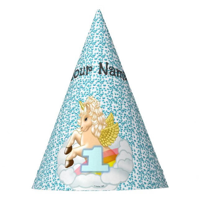 1 Jahr alter Geburtstag Einhorn Party Hut Partyhütchen (Vorderseite)