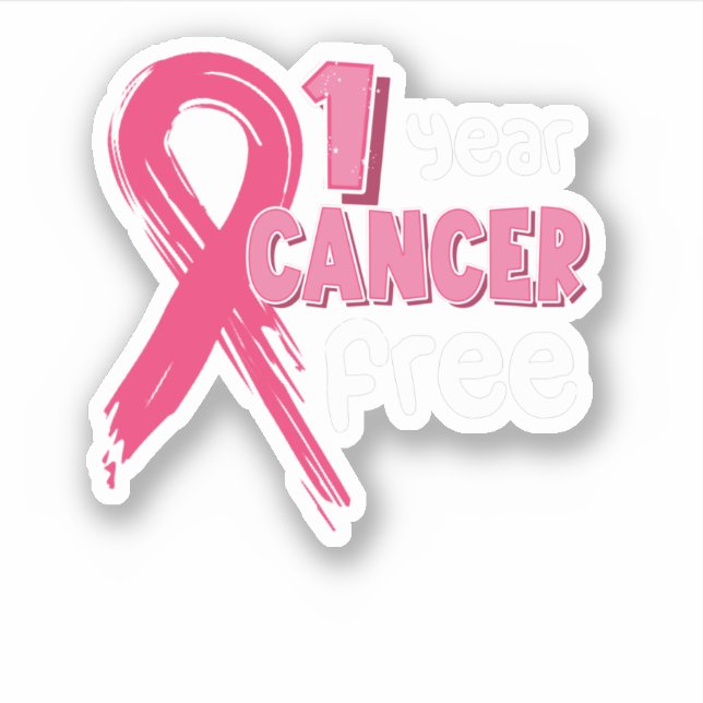 1 Jahr Brustkrebs Free Pink Brustkrebs Survi Aufkleber (Vorderseite)