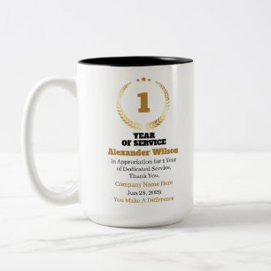 1 Jahr Dienstjubiläum Mitarbeiter Anerkennung – Ma Zweifarbige Tasse