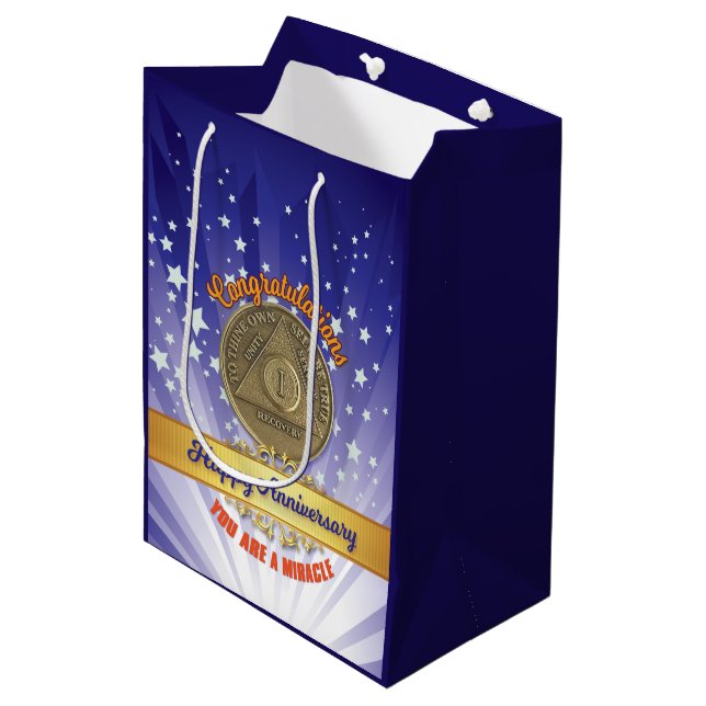 1 Jahr Erholung Münzjubiläum Sie sind ein Wunder Mittlere Geschenktüte (Vorderseite Schrägansicht)