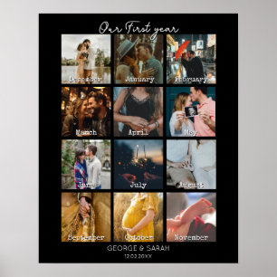 1. Jahr Foto-Jubiläumsgeschenk-Kalender 12 Monate Poster