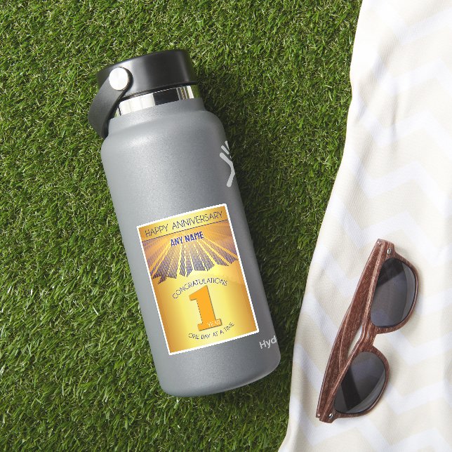 1 Jahr | Golden Ray 12-Schritte CUSTOM NAME Aufkleber (HydroFlask Insitu)