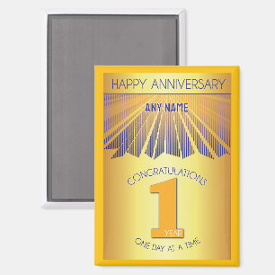 1 Jahr   Golden Ray 12-Schritte CUSTOM NAME Magnet