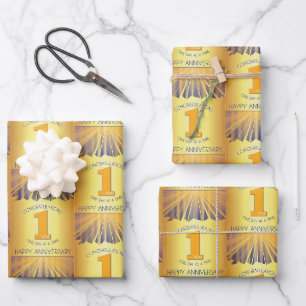 1 Jahr Golden Ray 12-Schritte-Jubiläum Geschenkpapier Set