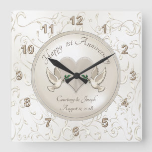 1 Jahr-Jahrestags-Geschenke für Ehefrau und Quadratische Wanduhr