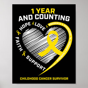 1 Jahr Krebsüberleben Gold Kinder Krebs Aware Poster