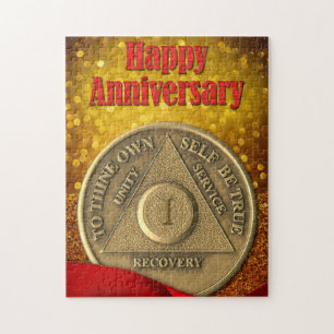 1 Jahr OM Coin Glitzer Frohes Jubiläum