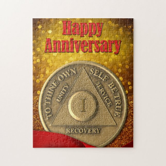 1 Jahr OM Coin Glitzer Frohes Jubiläum (Vertikal)