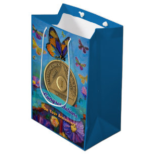 1 Jahr OM Jubiläum Münzschmetterlinge Blume Mittlere Geschenktüte
