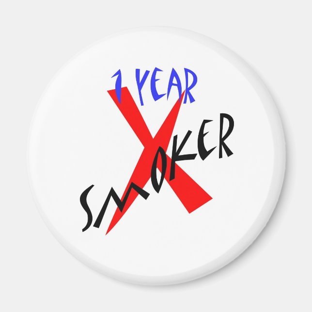 1 Jahr Roter Ex-Raucher Magnet (Vorne)