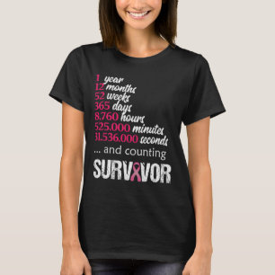 1 Jahr Überlebende Brustkrebserkrankung Geschenk 2 T-Shirt