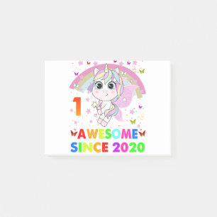 1 Jahre alte Einhorn-Süsse 1. Geburtstag Unicorn G Post-it Klebezettel